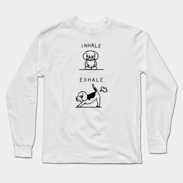 Inhale Exhale Beagle Long Sleeve T-Shirt by huebucket